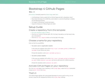 Bootstrap 4 Github Pages screenshot