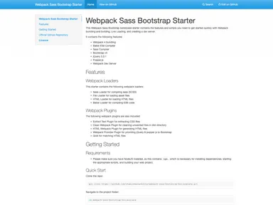 Webpack Sass Bootstrap Boilerplate screenshot