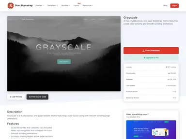 Startbootstrap Grayscale screenshot