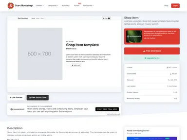 Startbootstrap Shop Item screenshot