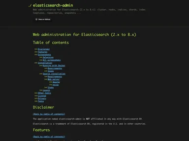 Elasticsearch Admin screenshot